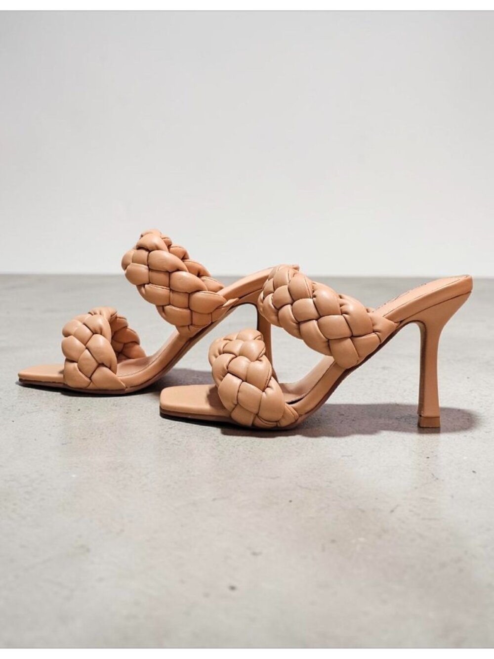 Braided Faux Leather High Heel Sandals - Nude Beige Chic & Elegant Design For Wo - Picture 9 of 16